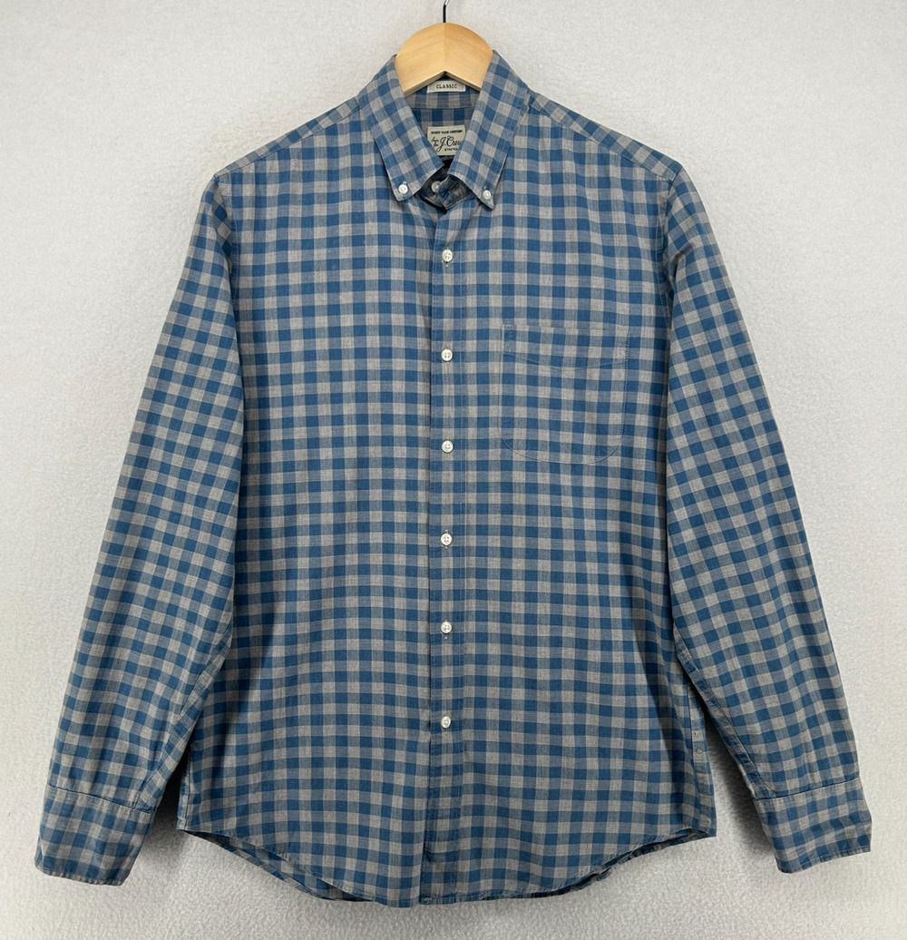 J.CREW Shirt Mens S Secret Wash Classic Check Button Down Stretch Cotton Blue